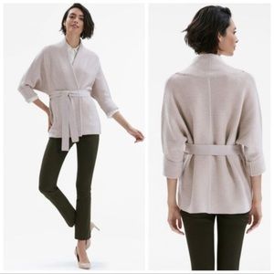 MM Lafleur The Morandi Oatmeal Tan Colored Merino Wool Cardigan Sweater